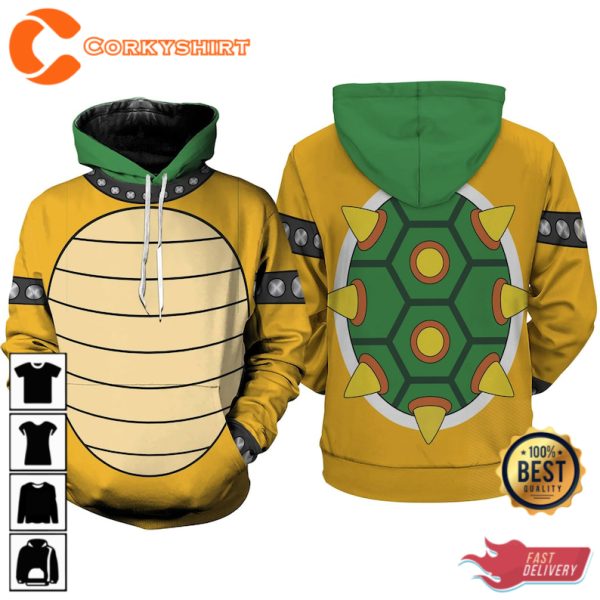 Super Mario Bros Cosplay Sweatshirt Mario Bowser 3D Full Over Print Hoodie Halloween Costume Shirt