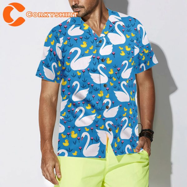 Swans And Ducks Swimming Hawaiian Summe T-Shirt