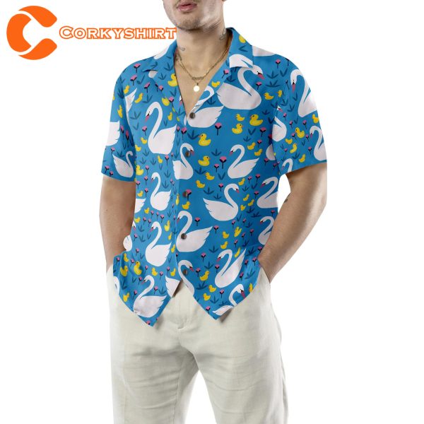 Swans And Ducks Swimming Hawaiian Summe T-Shirt