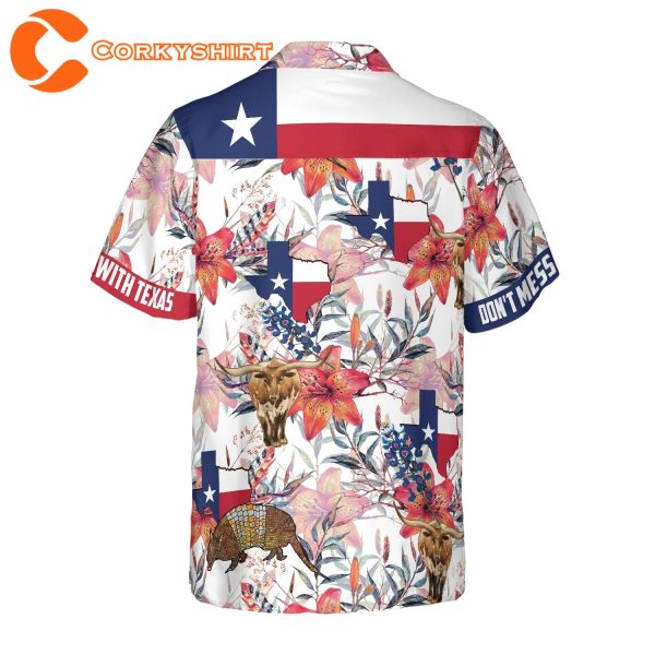 Texas Longhorn Bluebonnet And Armadillo Hawaiian Shirt