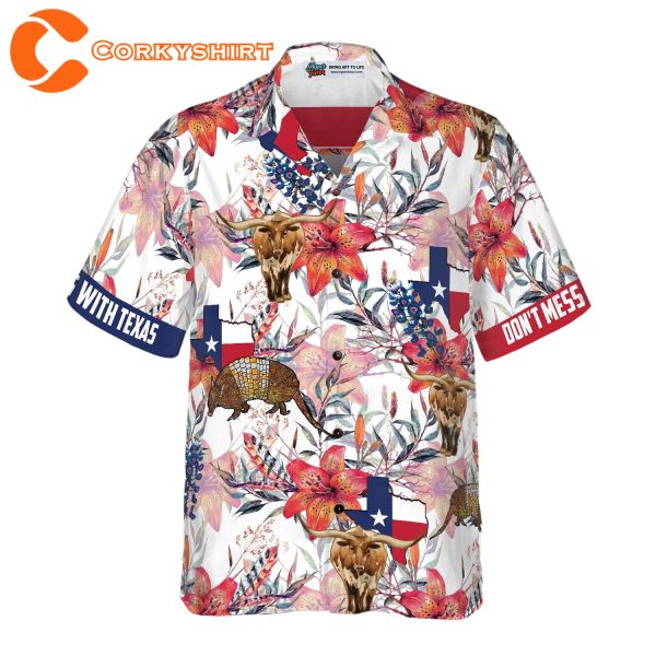 Texas Longhorn Bluebonnet And Armadillo Hawaiian Shirt