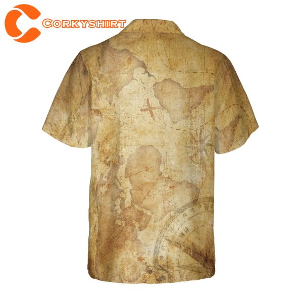 Texas State Map And Compass Pattern Hawaiian Shirt