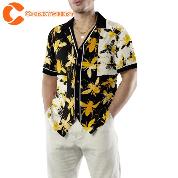 Trendy Geometric Bee Hawaiian Shirt