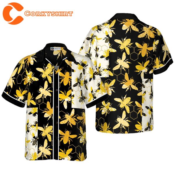 Trendy Geometric Bee Hawaiian Shirt