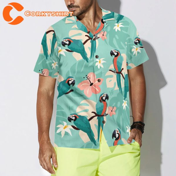 Trendy Parrots And Tropical Leaves Hawaiian Shirt