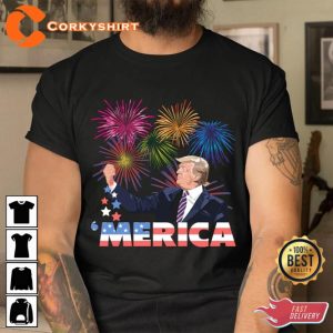 Trump Merica Fireworks Donald Trump Happy 4th Of July Day T-Shirt