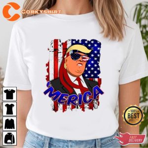 Trump Merica Flag Donald Happy 4th Of July Day T-Shirt