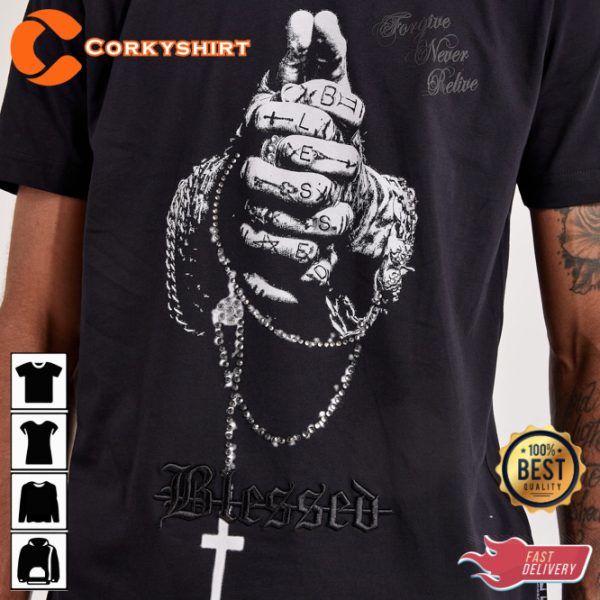 UK Praying Hands Rhinestone Fans Club T-Shirt