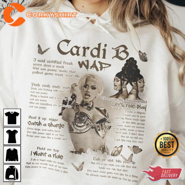 Wap Tracklist Cardi B Lyric Vintage Gift For Fan T-Shirt