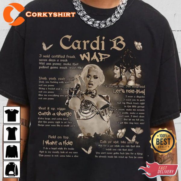 Wap Tracklist Cardi B Lyric Vintage Gift For Fan T-Shirt