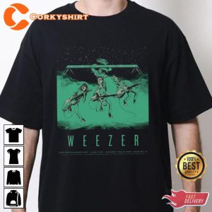 Weezer Checkered Alt Rock Band Guitar Alternative Music Concert T-Shirt