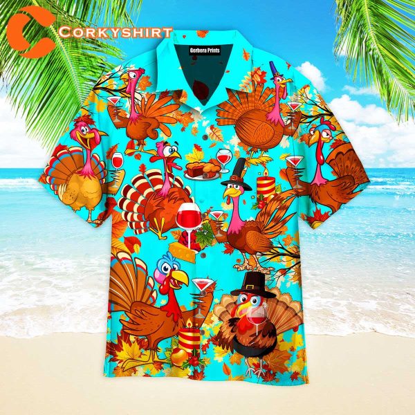 Wine Turkey Family Aloha Hawaiian Shirts