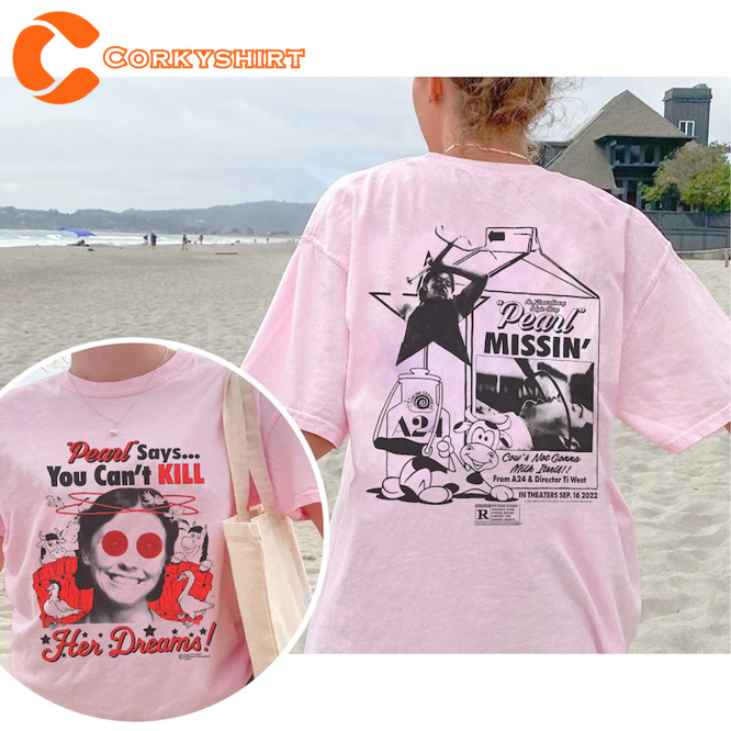 2 Sided Pearl Cows Milk Movie Pearl Mia Goth Horror Halloween Costume T-Shirt