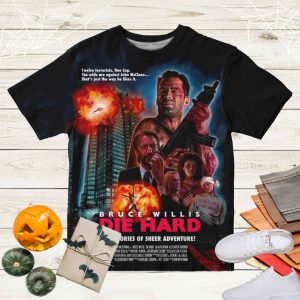 Action Film Die Hard Unisex Film 3D Shirt, Bruce Willis Die Hard 1988 Unisex T- Shirt