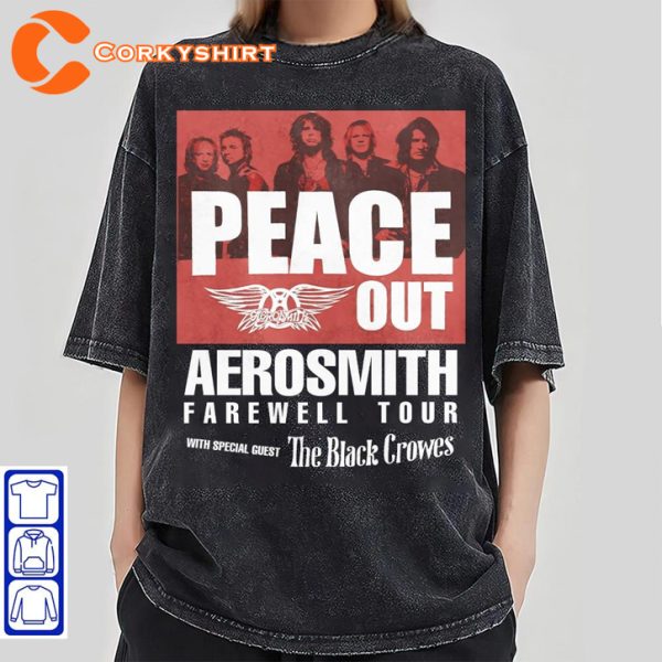Aerosmith Peace Out Farewell Tour 2023-2024 Shirt, The Black Crowes Guest Tour Tee, Rock Legends Collection