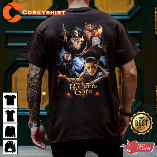 Baldurs Gate 3 Party-based RPG Dungeons and Dragons Gaming Vibes T-Shirt