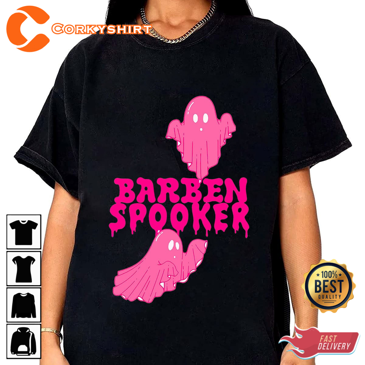 Barben Spooker Spooky Vibes Pink Doll Halloween Costume T-Shirt