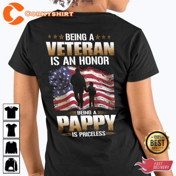 Being A Veteran Is An Honor Being A Pappy Is Priceless Classic Veterans T-Shirt