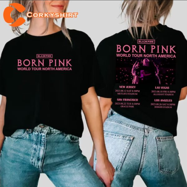 Born Pink Kpop Merch Jennie Rose Jisoo Lisa  Album Black Pink T-shirt
