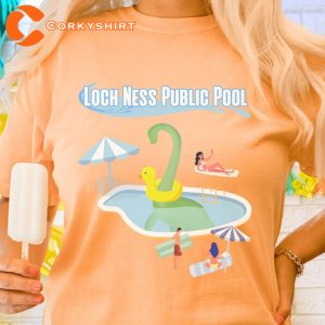 Cryptid Summer Pool Party Loch Ness Monster Graphic T-Shirt