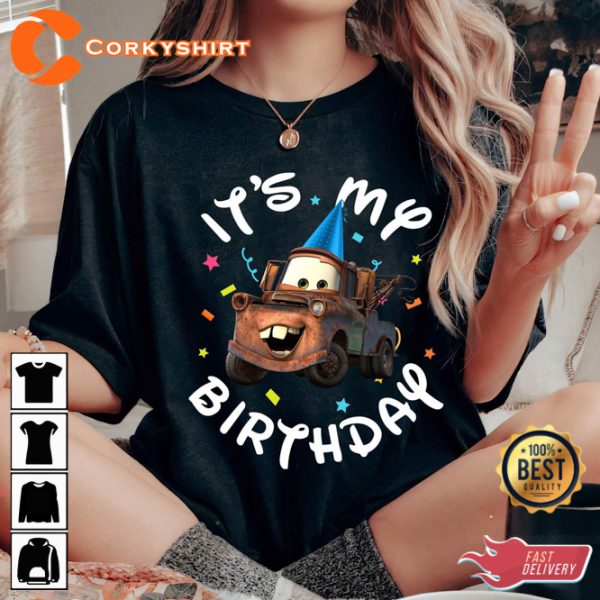 Disney Cars Lightning Mcqueen And Tow Mater Birthday Portrait Cartoon T-Shirt