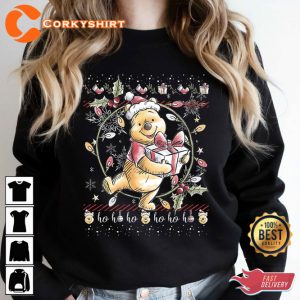 Disney Christmas Winnie The Pooh Ugly Sweater Style Designed T-shirt