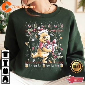 Disney Christmas Winnie The Pooh Ugly Sweater Style Designed T-shirt