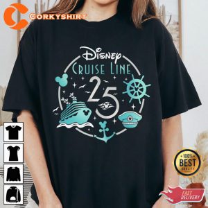 Disney Cruise Line 25th Silver Anniversary At Sea Cartoon Family T-Shirt