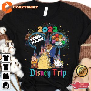 Disney Custom Name Beauty And The Beast Cartoon T-Shirt