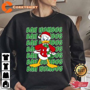 Disney Donald Duck Bah Humbug Christmas Text Stack Cartoon T-shirt