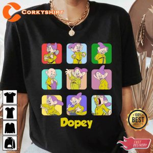 Disney Dopey Snow White And Seven Dwarfs Dopey Moods Cartoon T-Shirt