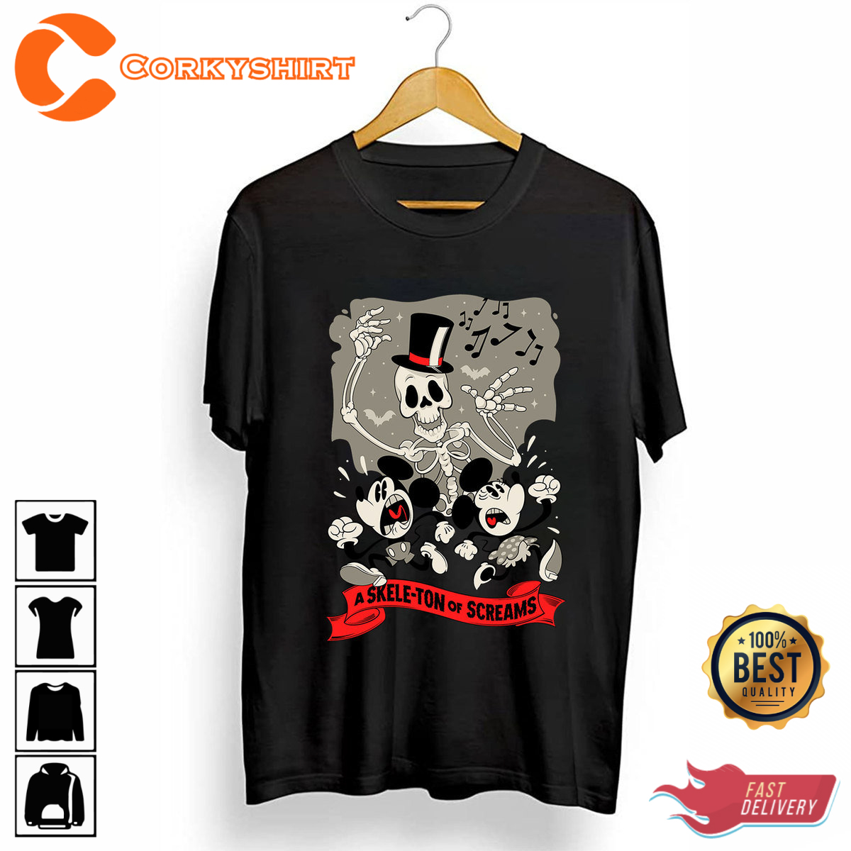 Disney Mickey Mouse A Skele-ton Of Screams Halloween Costume T-Shirt