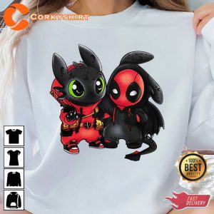 Disney Toothless And Deadpool Costume Friends Disney Cartoon T-shirt