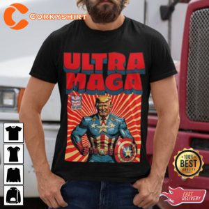 Donald Trump 2024 Funny Trump Ultra MAGA Captain America Parody T-Shirt