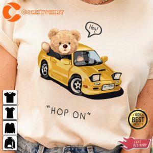 Driver Teddy Bear Hop On Cute Funny Little Bear Animal Pocket T-Shirt