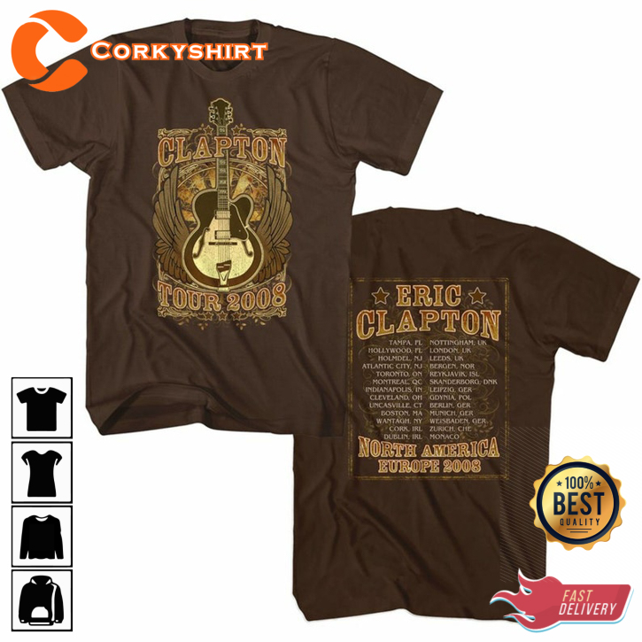 Eric Clapton Guitar Wings Dark Chocolate Adult Double Sided T-Shirt