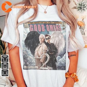Good Omens Movie Comic Style Inspired Crowley Book Art T-Shirt