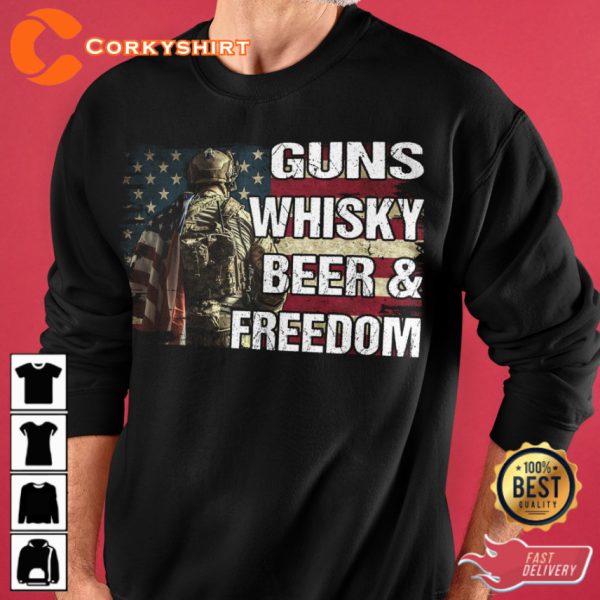 Guns Whisky Beer Freedom Classic Veterans T-Shirt