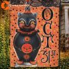 Halloween Black Cat Figurine Garden Flag