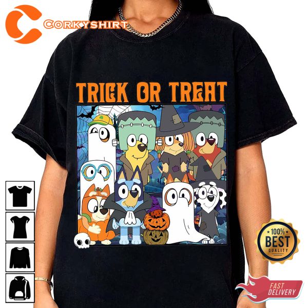 Halloween Blu-ey Trick Or Treat Matching Family Tee Halloween Costume T-Shirt