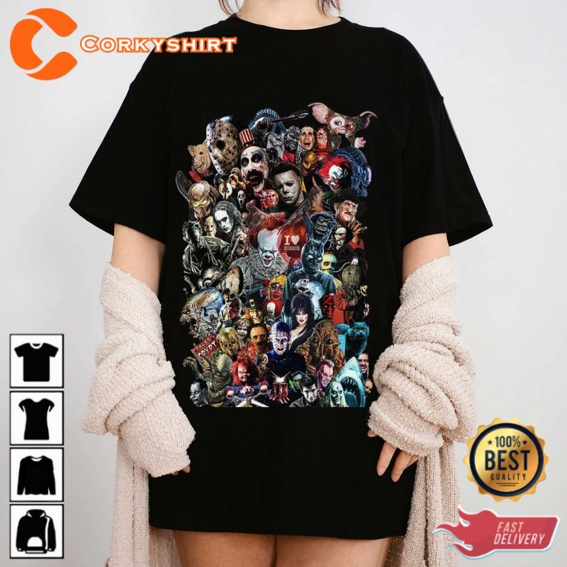 Halloween Characters Compilation Best Horror Gifts Spooky Halloween Costume T-Shirt
