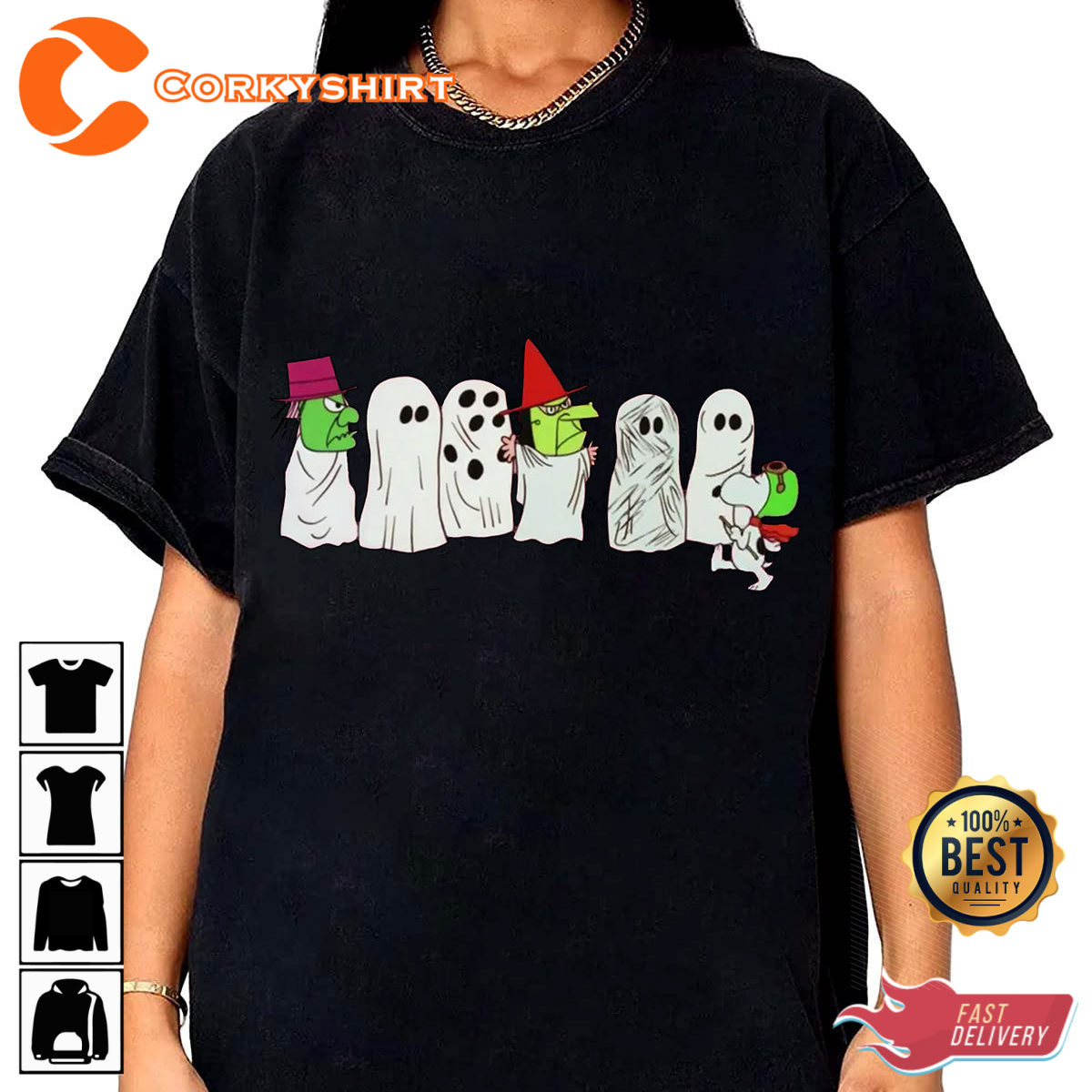 Halloween Snoopy Charlie Peanuts Funny Ghost Spooky Costume T-Shirt