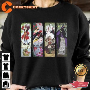 Haunted Mansion Villains Portraits Evil Queen Cruella Disney Halloween T-Shirt