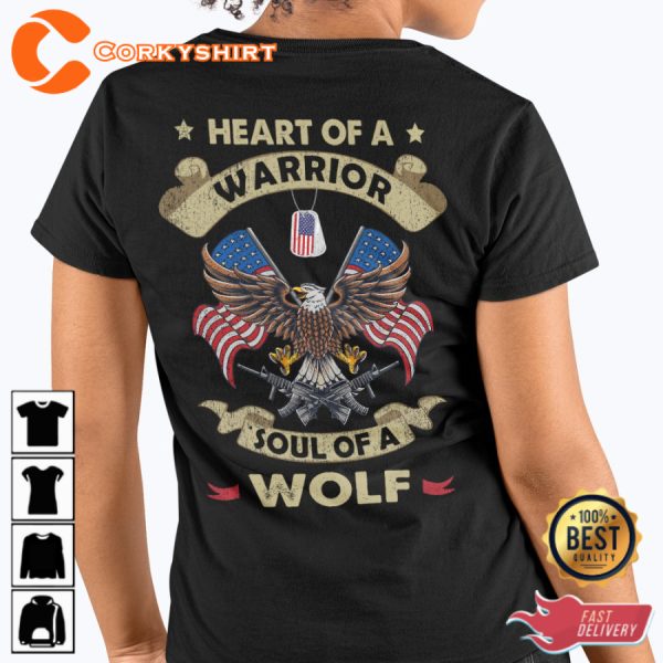 Heart Of A Warrior Soul Of A Wolf Classic Veterans T-Shirt