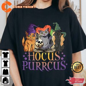 Hocus Purrcus Halloween Witch Cats Spooky Gift T-Shirt