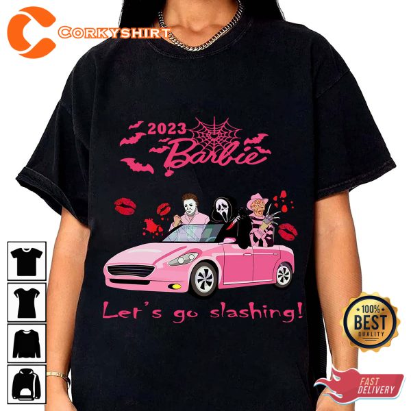 Horror Barbie Style Shirt Lets Go Slashing Halloween 2023 Costume T-Shirt