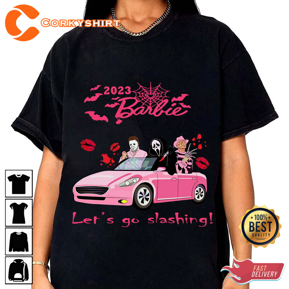 Horror Barbie Style Shirt Lets Go Slashing Halloween 2023 Costume T-Shirt