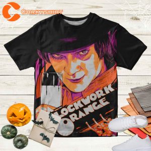 Horror Movie A Clockwork Orange 3D Unisex Tee , 1971 Dystopian Crime Film 3D T-Shirt