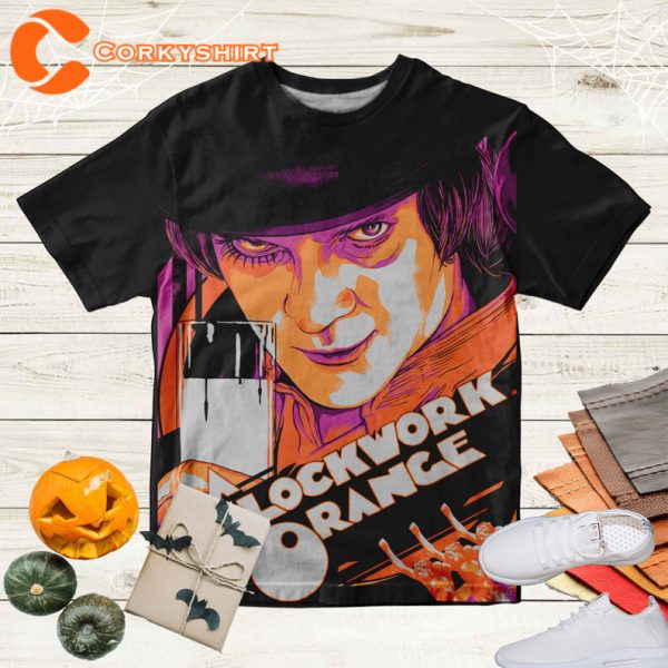 Horror Movie A Clockwork Orange 3D Unisex Tee , 1971 Dystopian Crime Film 3D T-Shirt