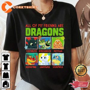 How To Train Your Dragon 3 Hidden World Dragon Friends Disney Cartoon T-Shirt
